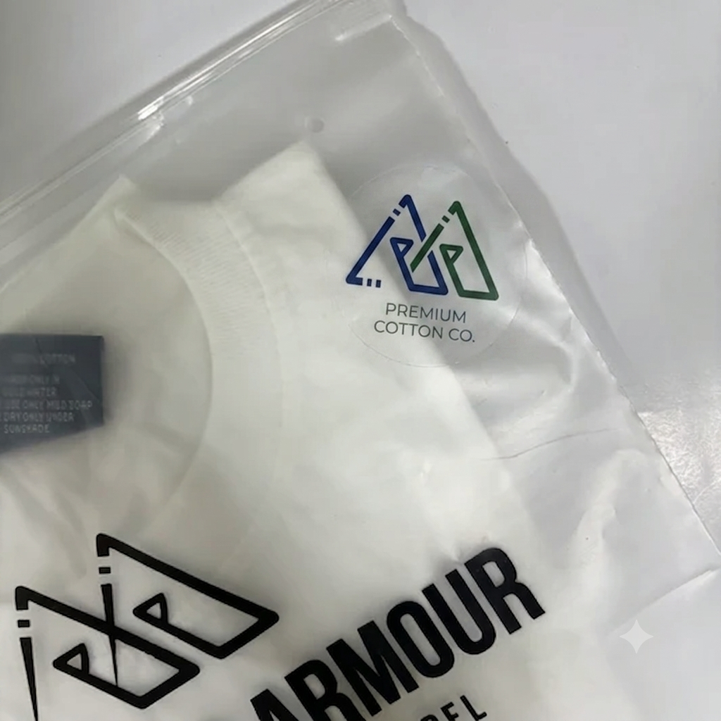 Branded zip-lock apparel pouches
